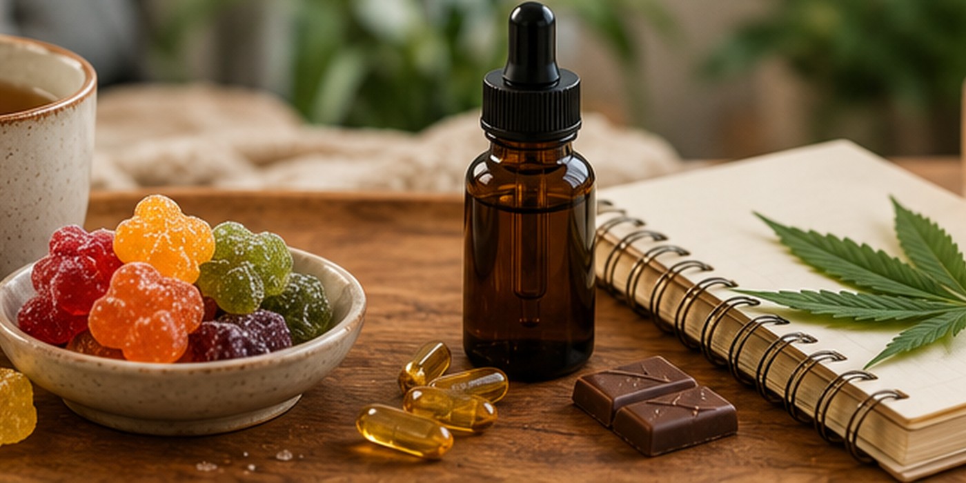 A calm wellness routine with tea and edibles